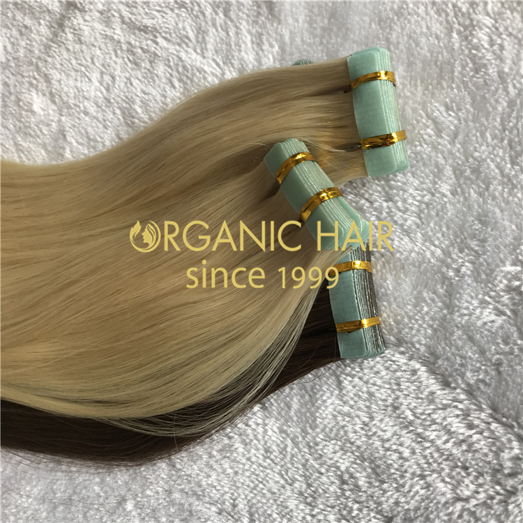  Blonde hair tape extensions  H175